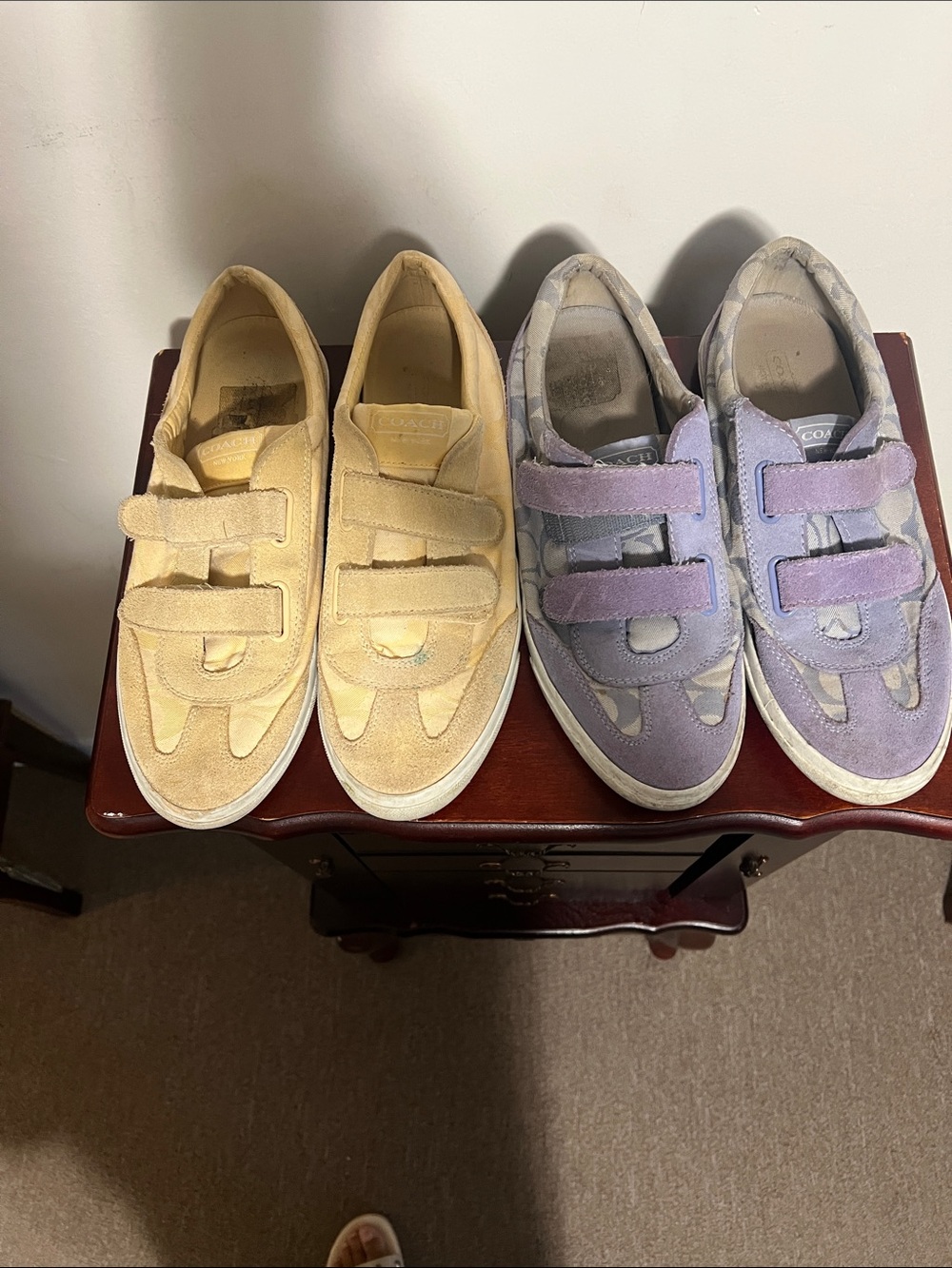 Coach Velcro Suede and cloth Sneakers in Yellow and Lavender